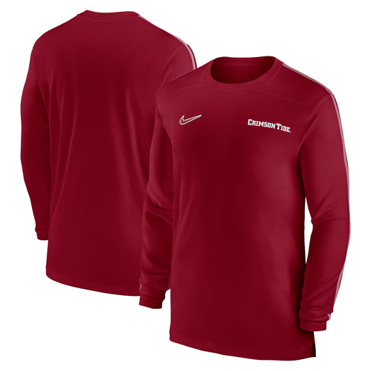 Men's Nike Crimson Alabama Crimson Tide 2024 Sideline Coach UV Performance Long Sleeve T-Shirt