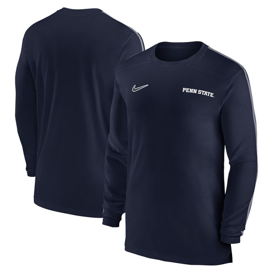Men's Nike Navy Penn State Nittany Lions 2024 Sideline Coach UV Performance Long Sleeve T-Shirt