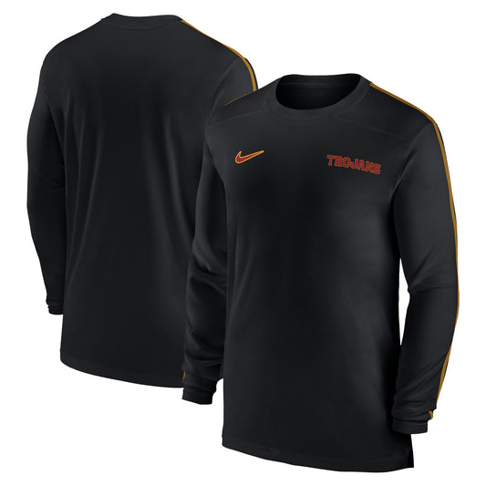 Men's Nike Black USC Trojans 2024 Sideline Coach UV Performance Long Sleeve T-Shirt