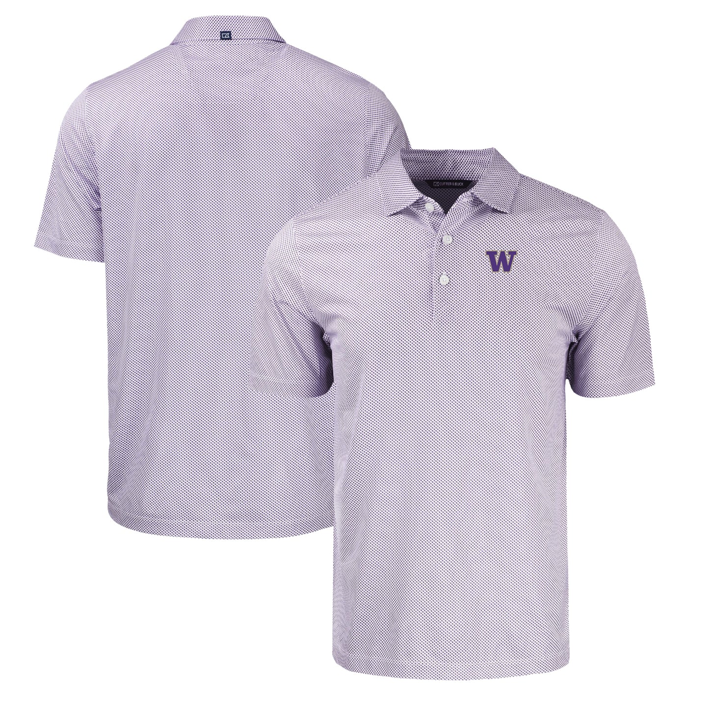 Men's Cutter & Buck Purple/White Washington Huskies Pike Eco Symmetry Print Stretch Recycled Polo