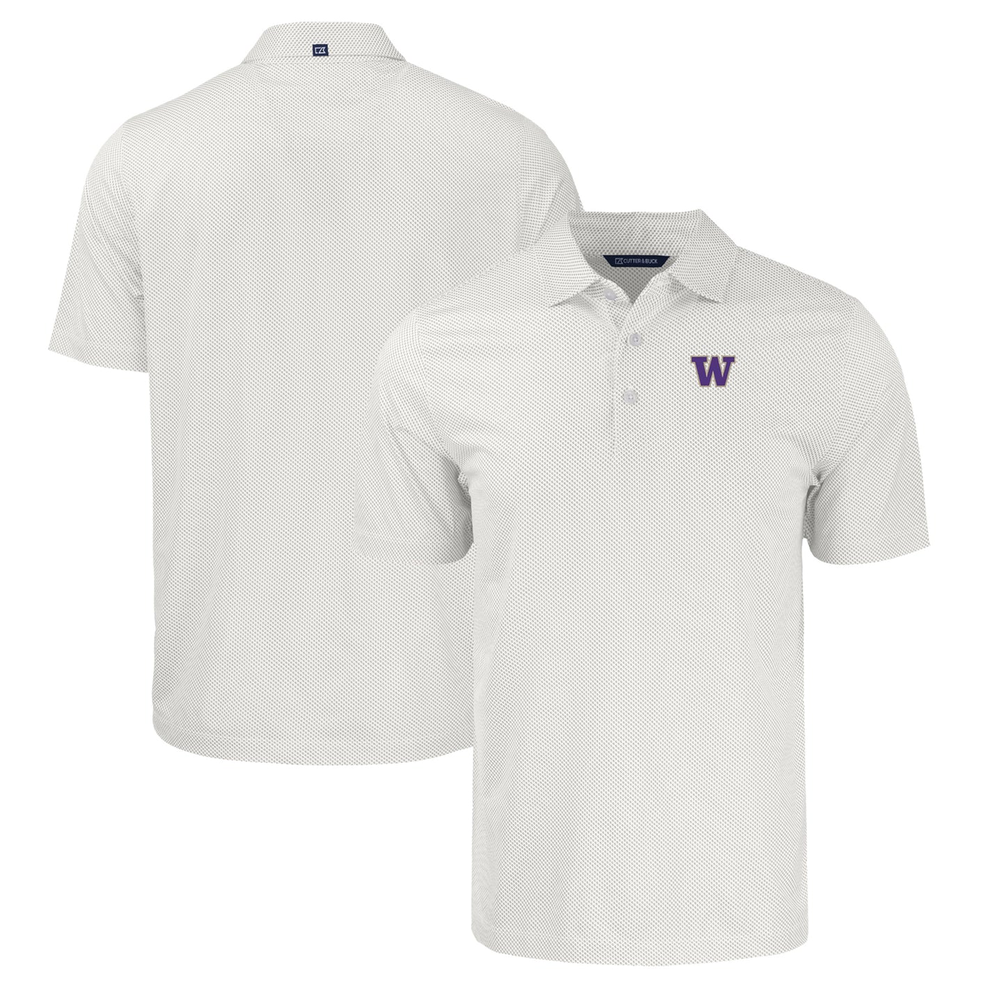 Men's Cutter & Buck White/Gray Washington Huskies Pike Eco Symmetry Print Stretch Recycled Polo