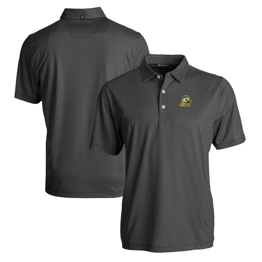 Men's Cutter & Buck Black/White Oregon Ducks Pike Eco Symmetry Print Stretch Recycled Polo