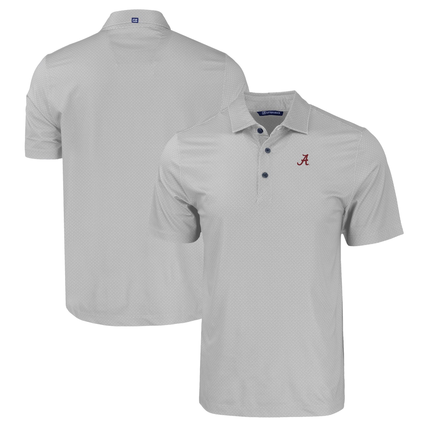 Men's Cutter & Buck Gray Alabama Crimson Tide Pike Eco Tonal Geo Print Stretch Recycled Polo