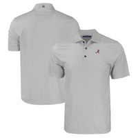 Men's Cutter & Buck Gray Alabama Crimson Tide Pike Eco Tonal Geo Print Stretch Recycled Polo