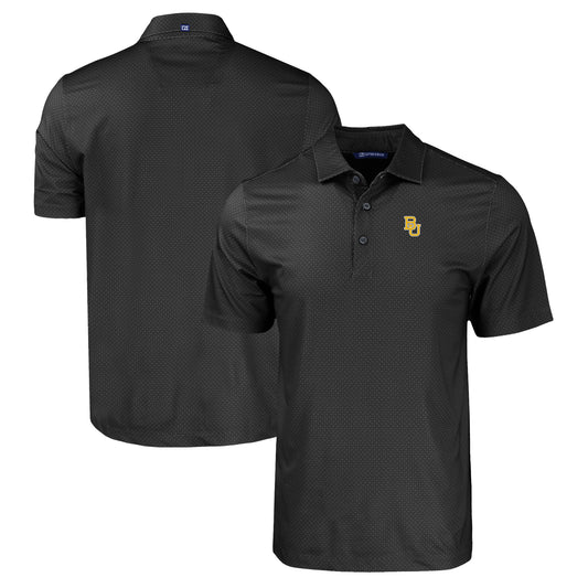 Men's Cutter & Buck Black Baylor Bears Pike Eco Tonal Geo Print Stretch Recycled Polo