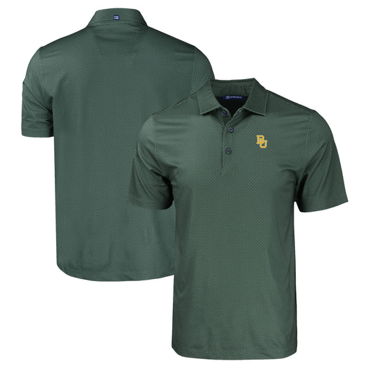 Men's Cutter & Buck Green Baylor Bears Pike Eco Tonal Geo Print Stretch Recycled Polo