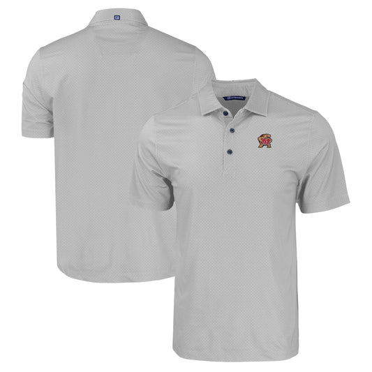 Men's Cutter & Buck Gray Maryland Terrapins Pike Eco Tonal Geo Print Stretch Recycled Polo