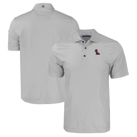 Men's Cutter & Buck Gray Ole Miss Rebels Pike Eco Tonal Geo Print Stretch Recycled Polo