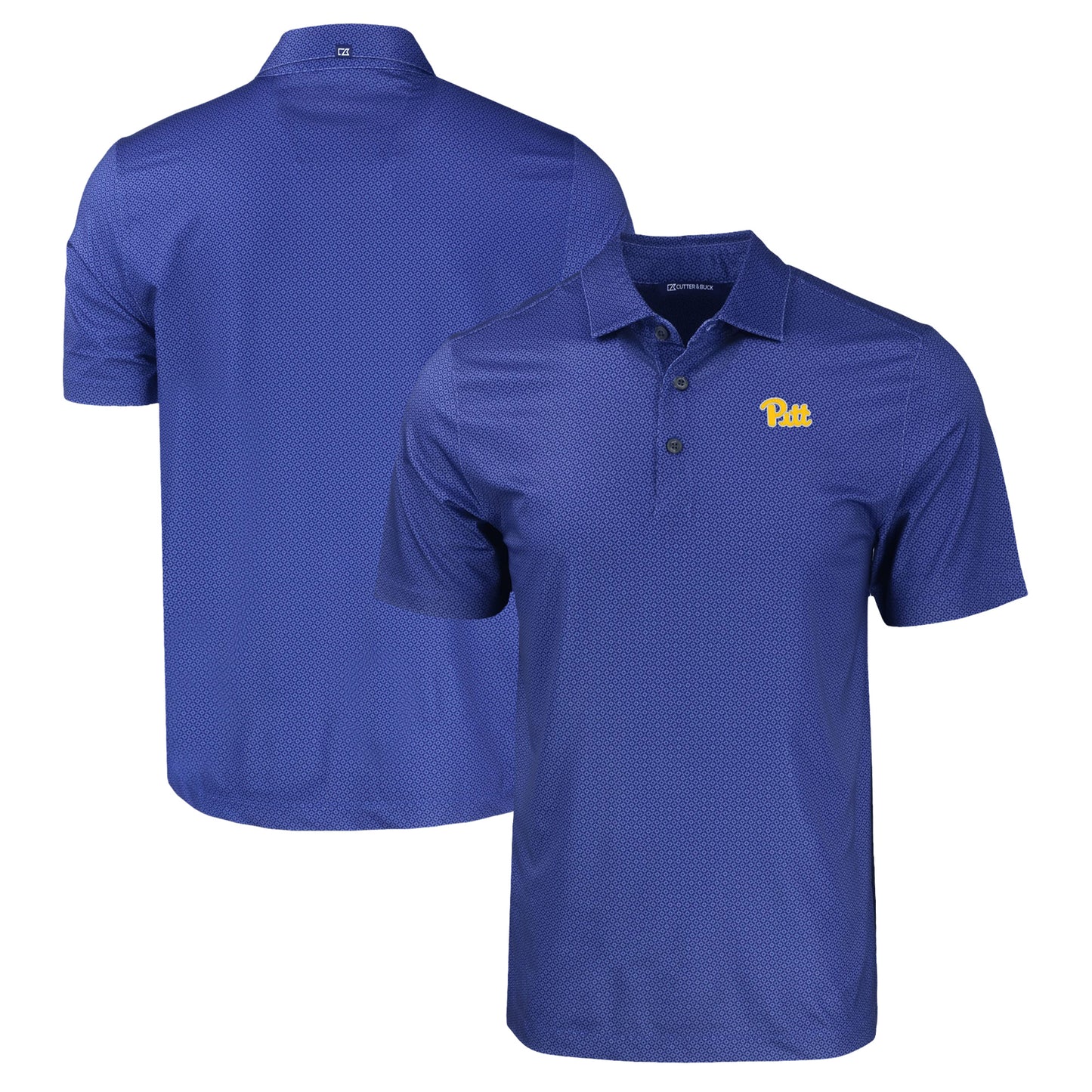 Men's Cutter & Buck Royal Pitt Panthers Pike Eco Tonal Geo Print Stretch Recycled Polo