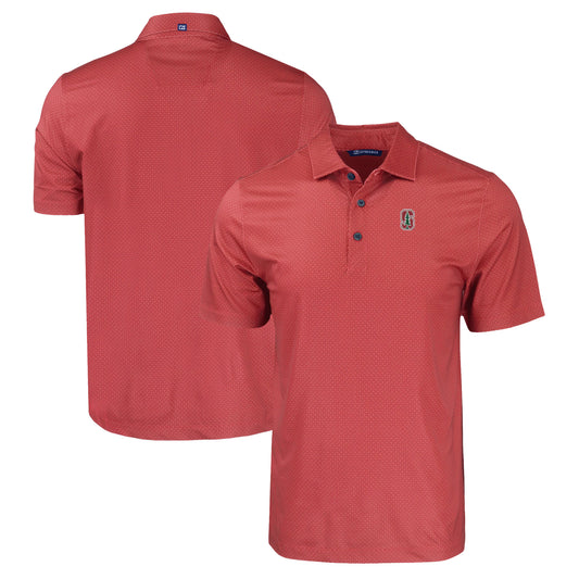 Men's Cutter & Buck Cardinal Stanford Cardinal Pike Eco Tonal Geo Print Stretch Recycled Polo