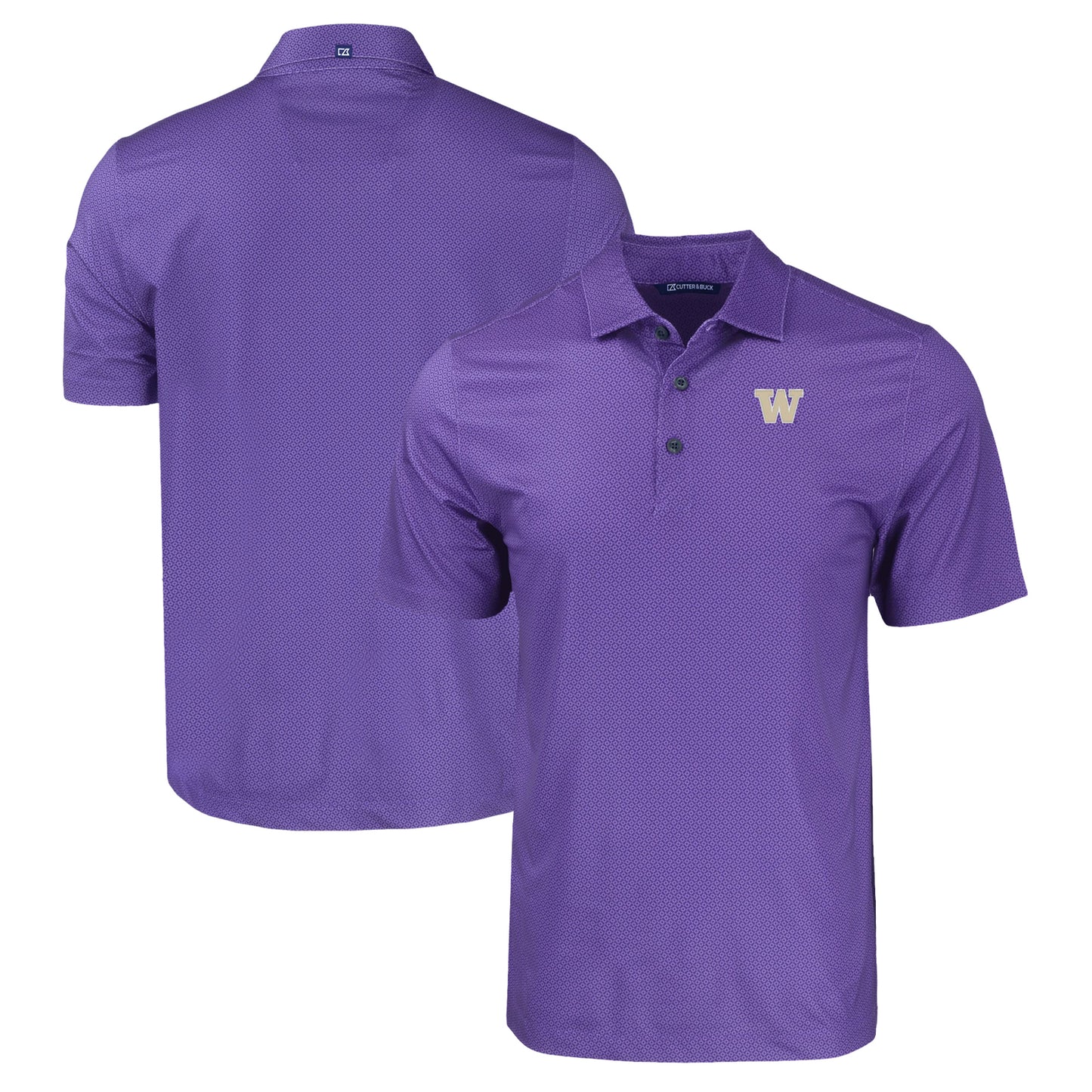 Men's Cutter & Buck Purple Washington Huskies Pike Eco Tonal Geo Print Stretch Recycled Polo