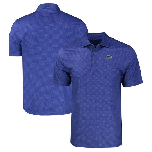 Men's Cutter & Buck Royal Florida Gators Pike Eco Tonal Geo Print Stretch Recycled Polo