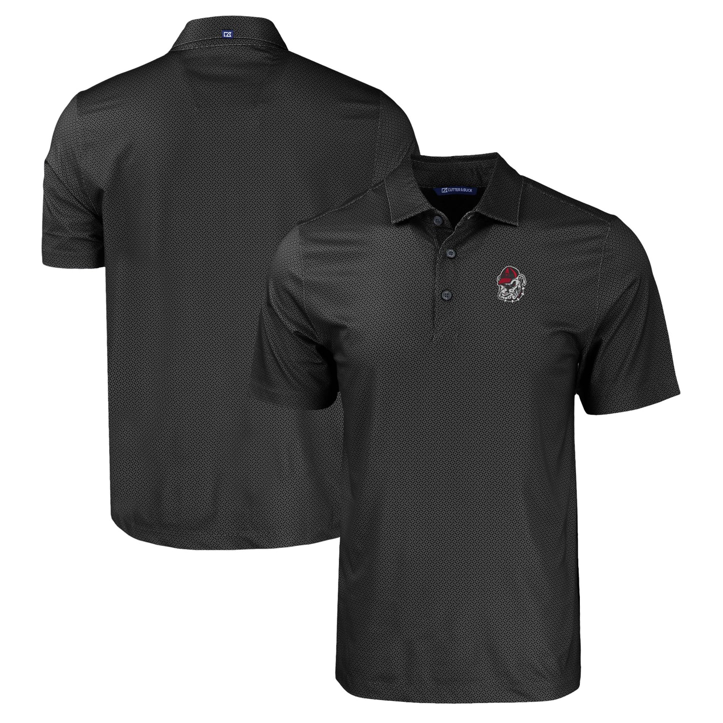 Men's Cutter & Buck Black Georgia Bulldogs Pike Eco Tonal Geo Print Stretch Recycled Polo