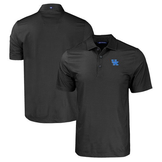 Men's Cutter & Buck Black Kentucky Wildcats Pike Eco Tonal Geo Print Stretch Recycled Polo