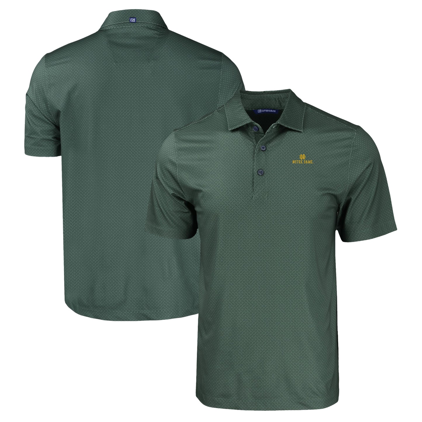 Men's Cutter & Buck Green Notre Dame Fighting Irish Pike Eco Tonal Geo Print Stretch Recycled Polo