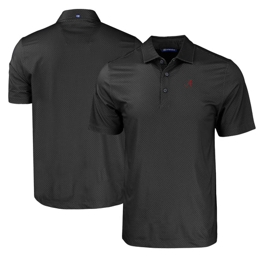 Men's Cutter & Buck Black Alabama Crimson Tide Pike Eco Tonal Geo Print Stretch Recycled Polo