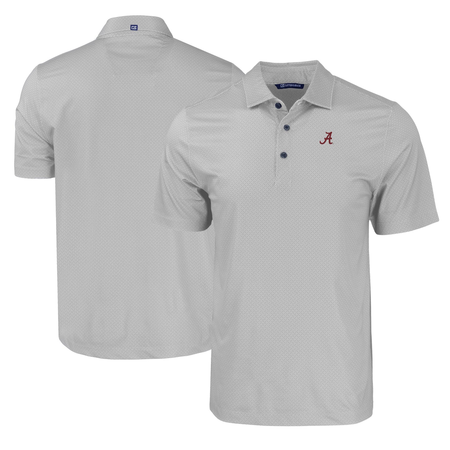 Men's Cutter & Buck Gray Alabama Crimson Tide Pike Eco Tonal Geo Print Stretch Recycled Polo