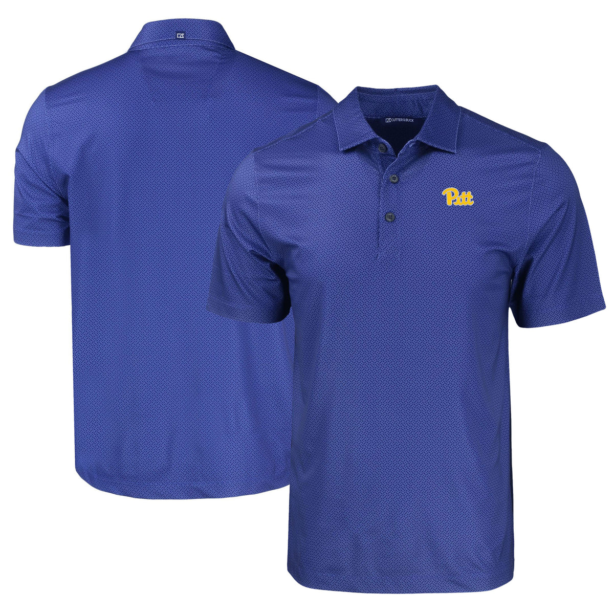 Men's Cutter & Buck Blue Pitt Panthers Pike Eco Tonal Geo Print Stretch Recycled Polo