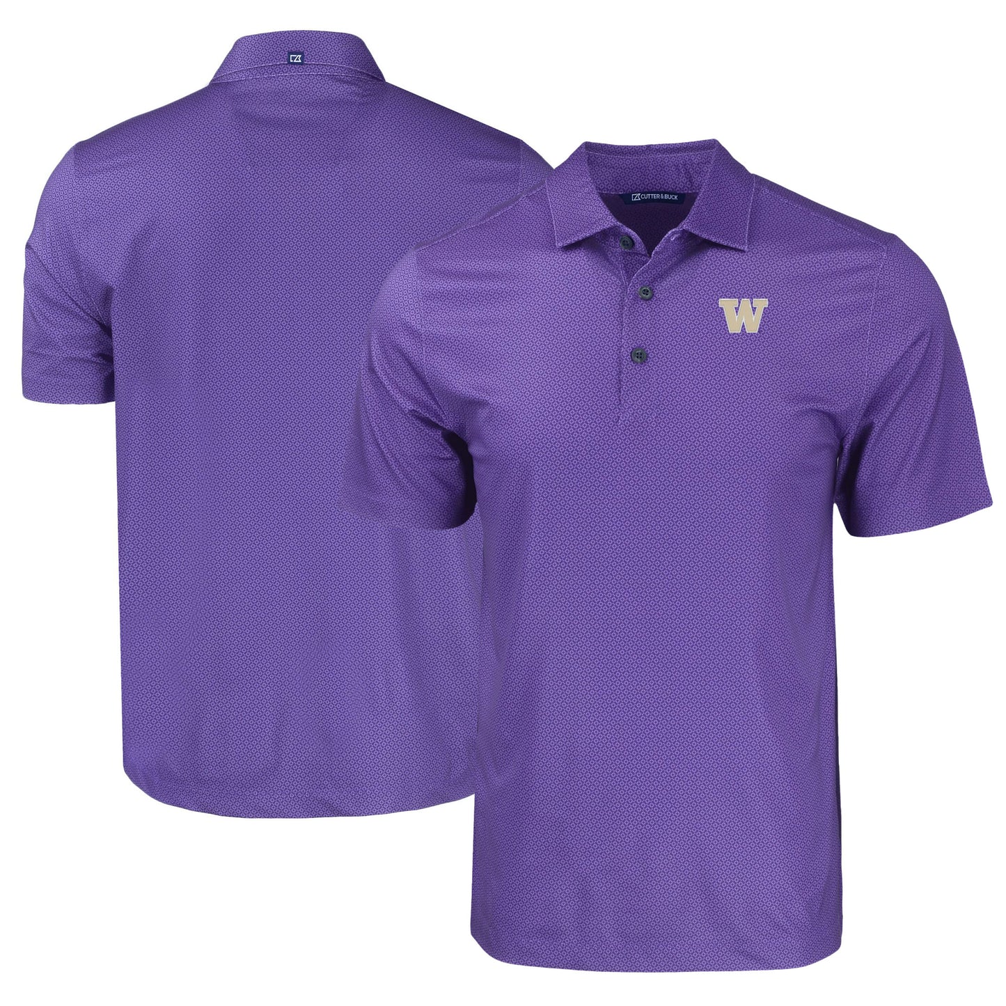 Men's Cutter & Buck Purple Washington Huskies Pike Eco Tonal Geo Print Stretch Recycled Polo