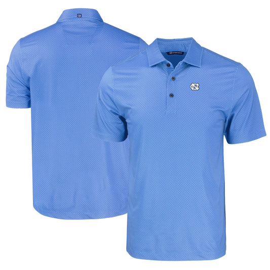 Men's Cutter & Buck Powder Blue North Carolina Tar Heels Pike Eco Tonal Geo Print Stretch Recycled Polo