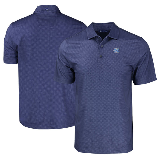 Men's Cutter & Buck Navy North Carolina Tar Heels Pike Eco Tonal Geo Print Stretch Recycled Polo