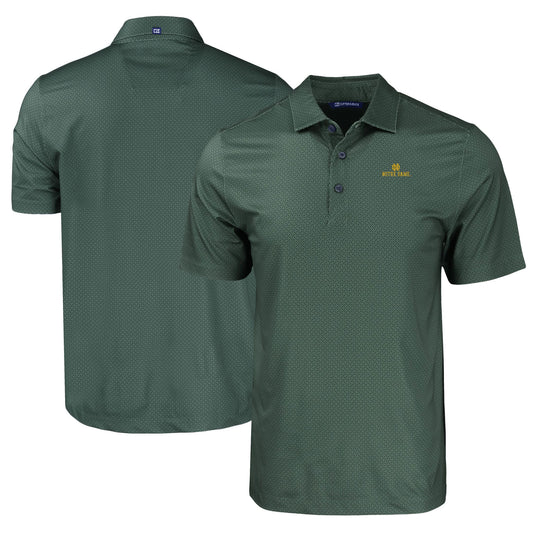 Men's Cutter & Buck Green Notre Dame Fighting Irish Pike Eco Tonal Geo Print Stretch Recycled Polo