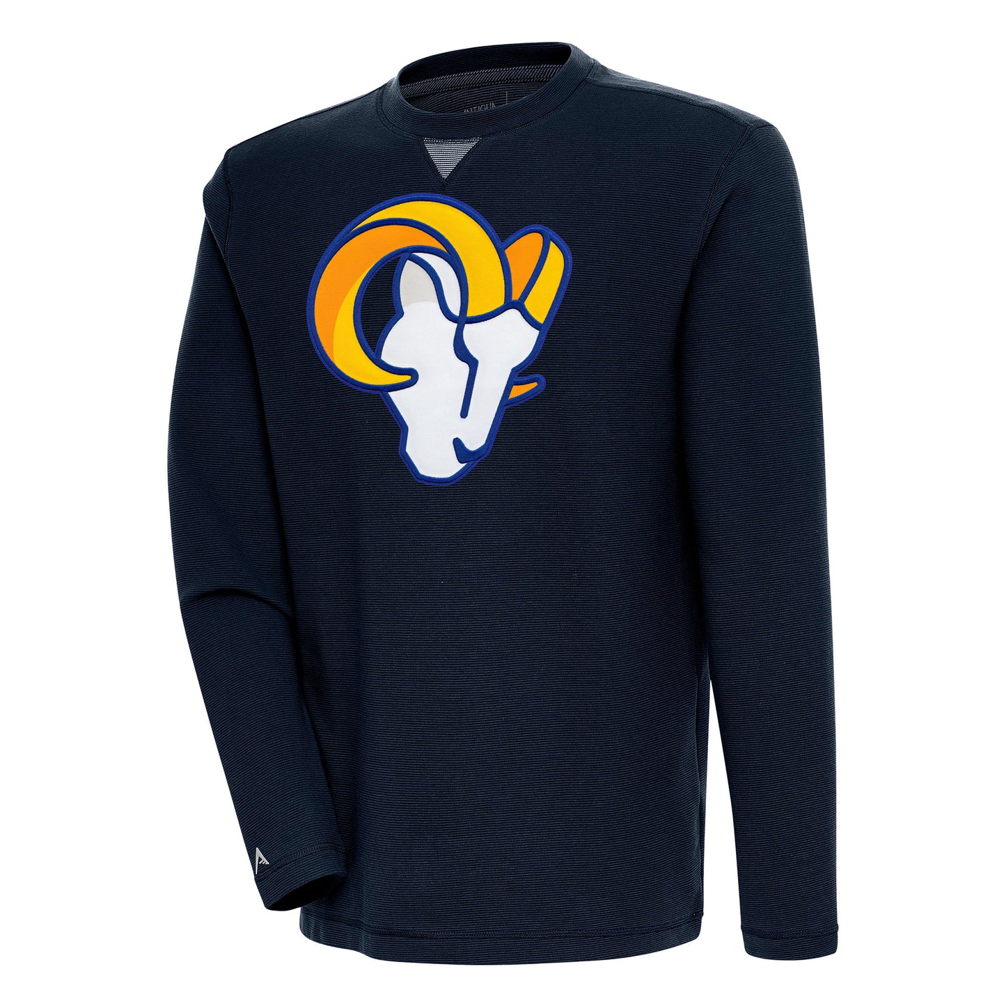 Men's Antigua  Navy Los Angeles Rams Flier Bunker Pullover Sweatshirt