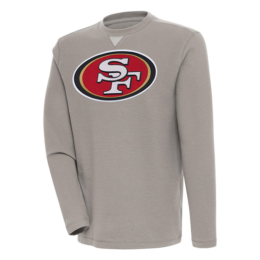 Men's Antigua  Oatmeal San Francisco 49ers Flier Bunker Pullover Sweatshirt