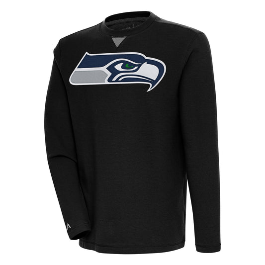 Men's Antigua  Black Seattle Seahawks Flier Bunker Pullover Sweatshirt