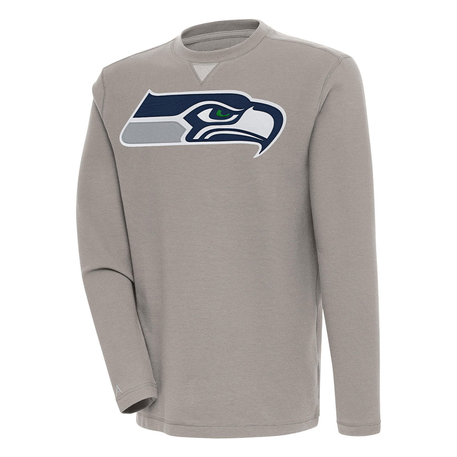 Men's Antigua  Oatmeal Seattle Seahawks Flier Bunker Pullover Sweatshirt