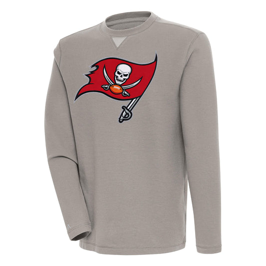 Men's Antigua  Oatmeal Tampa Bay Buccaneers Flier Bunker Pullover Sweatshirt