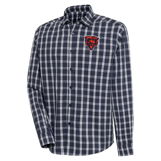 Men's Antigua  Navy/Gray Chicago Bears Carry Long Sleeve Button-Up Shirt