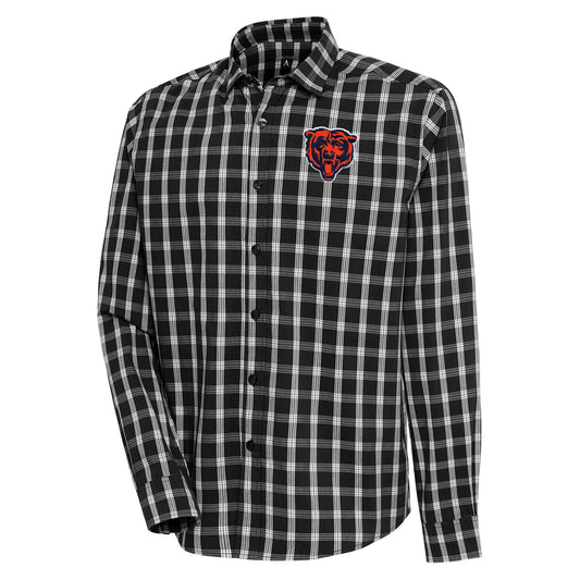 Men's Antigua  Black/Gray Chicago Bears Carry Long Sleeve Button-Up Shirt