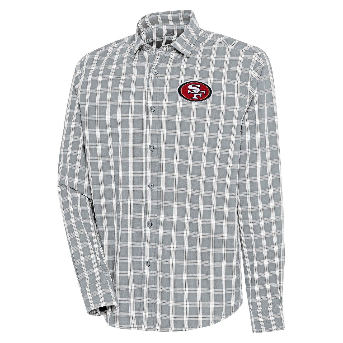 Men's Antigua  Heather Gray/Charcoal San Francisco 49ers Carry Long Sleeve Button-Up Shirt