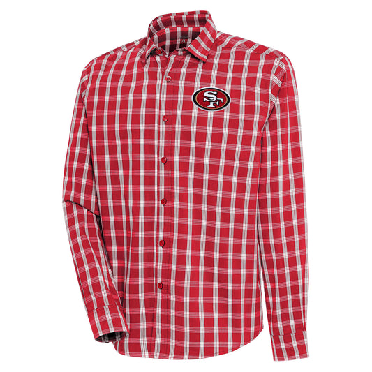 Men's Antigua  Scarlet/Gray San Francisco 49ers Carry Long Sleeve Button-Up Shirt