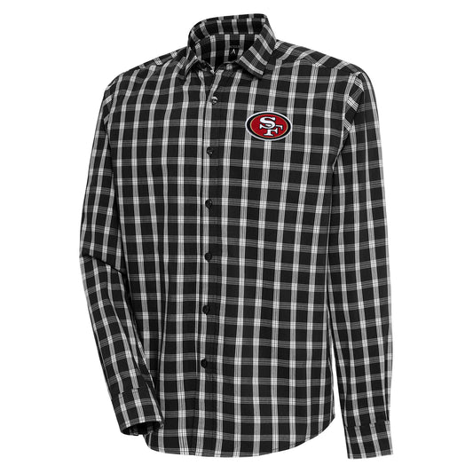 Men's Antigua  Black/Gray San Francisco 49ers Carry Long Sleeve Button-Up Shirt