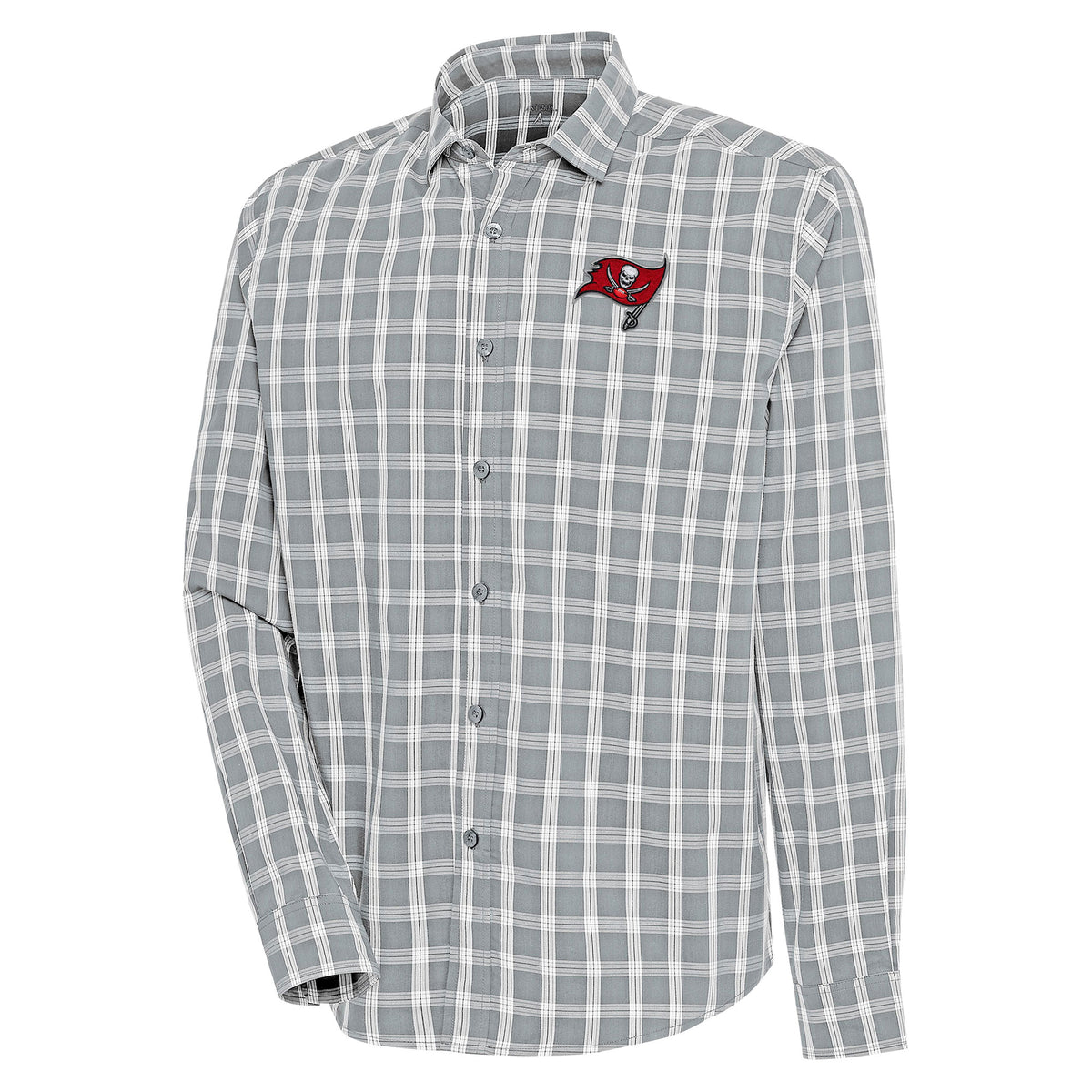 Men's Antigua  Heather Gray/Charcoal Tampa Bay Buccaneers Carry Long Sleeve Button-Up Shirt