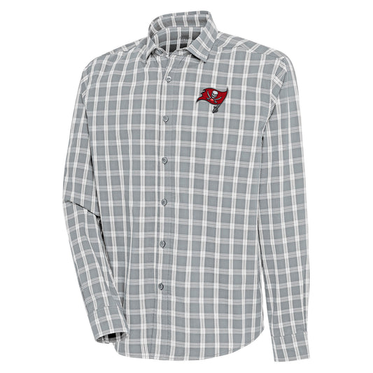 Men's Antigua  Heather Gray/Charcoal Tampa Bay Buccaneers Carry Long Sleeve Button-Up Shirt