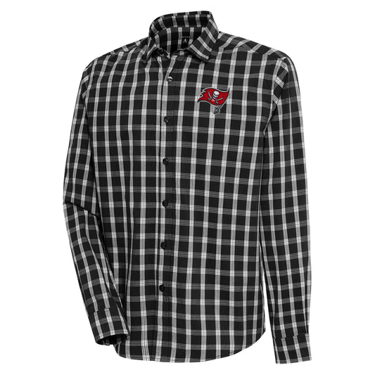 Men's Antigua  Black/Gray Tampa Bay Buccaneers Carry Long Sleeve Button-Up Shirt