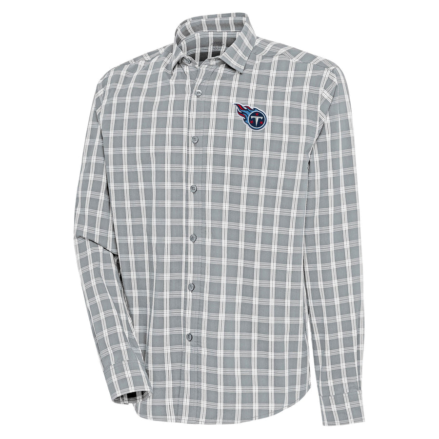 Men's Antigua  Heather Gray/Charcoal Tennessee Titans Carry Long Sleeve Button-Up Shirt
