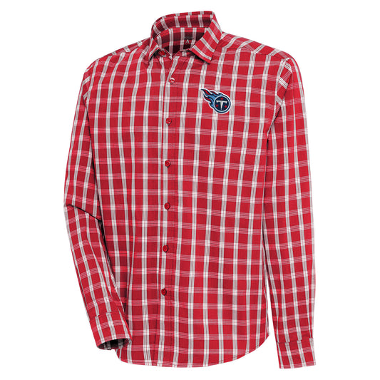 Men's Antigua  Red/Gray Tennessee Titans Carry Long Sleeve Button-Up Shirt