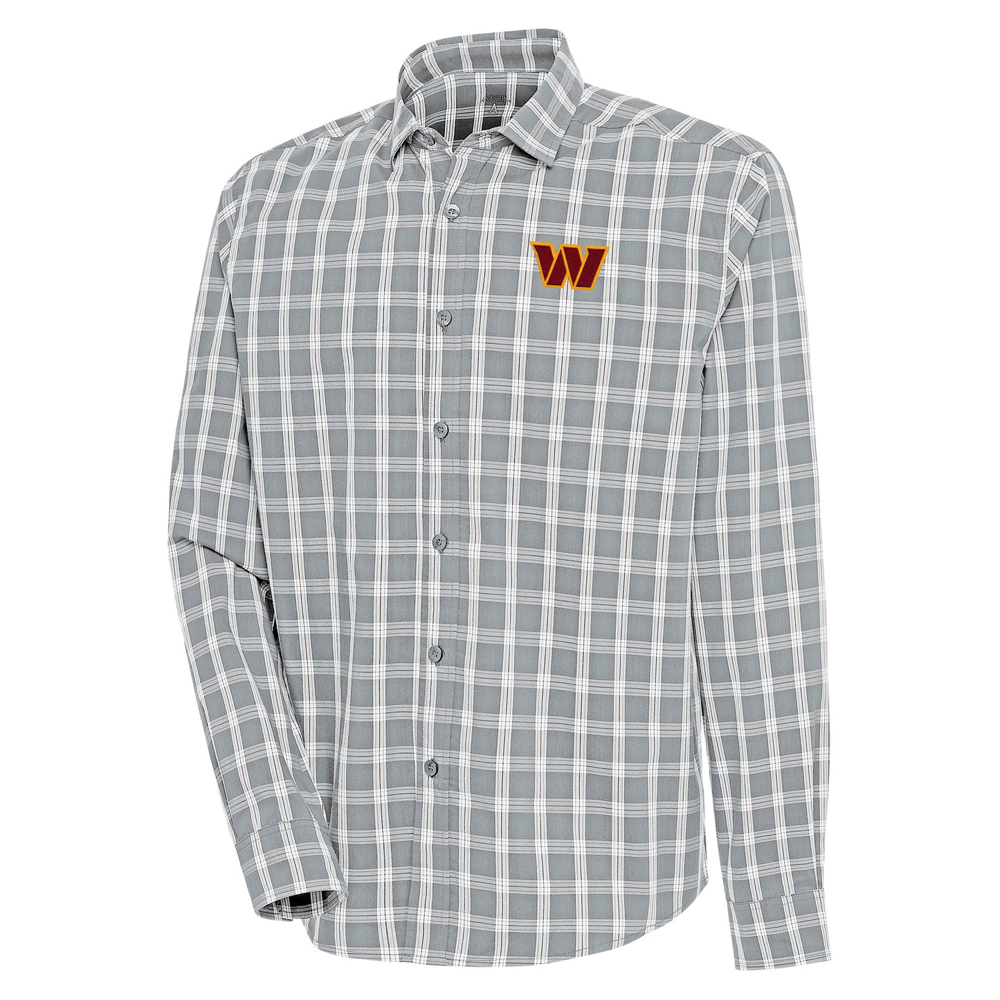 Men's Antigua  Heather Gray/Charcoal Washington Commanders Carry Long Sleeve Button-Up Shirt