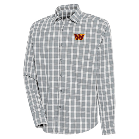 Men's Antigua  Heather Gray/Charcoal Washington Commanders Carry Long Sleeve Button-Up Shirt