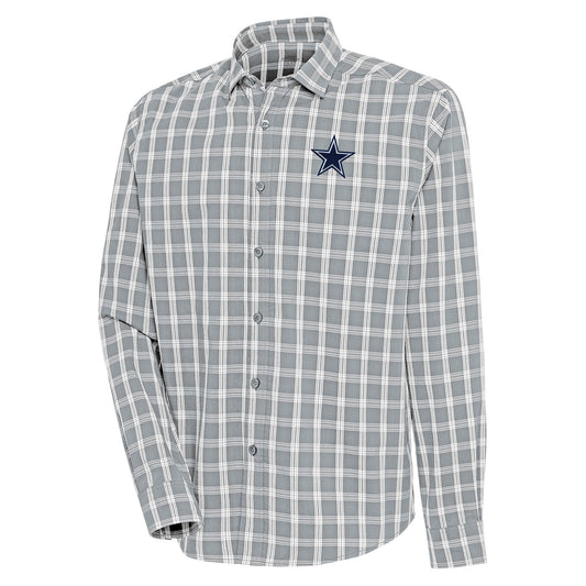 Men's Antigua  Heather Gray/Charcoal Dallas Cowboys Carry Long Sleeve Button-Up Shirt