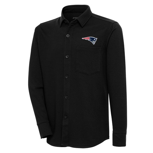 Men's Antigua  Black New England Patriots Streamer Button-Up Shacket