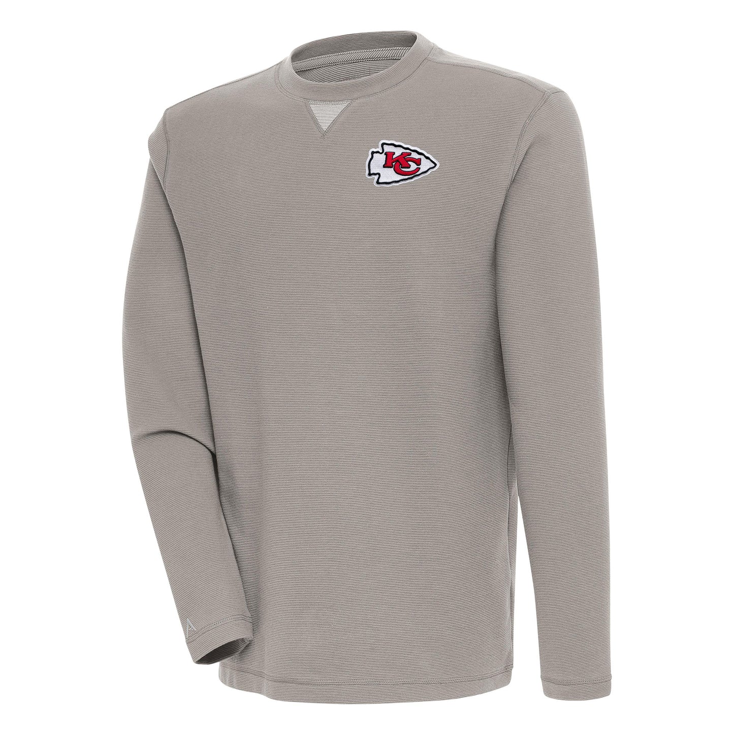 Men's Antigua  Oatmeal Kansas City Chiefs Flier Bunker Pullover Sweatshirt