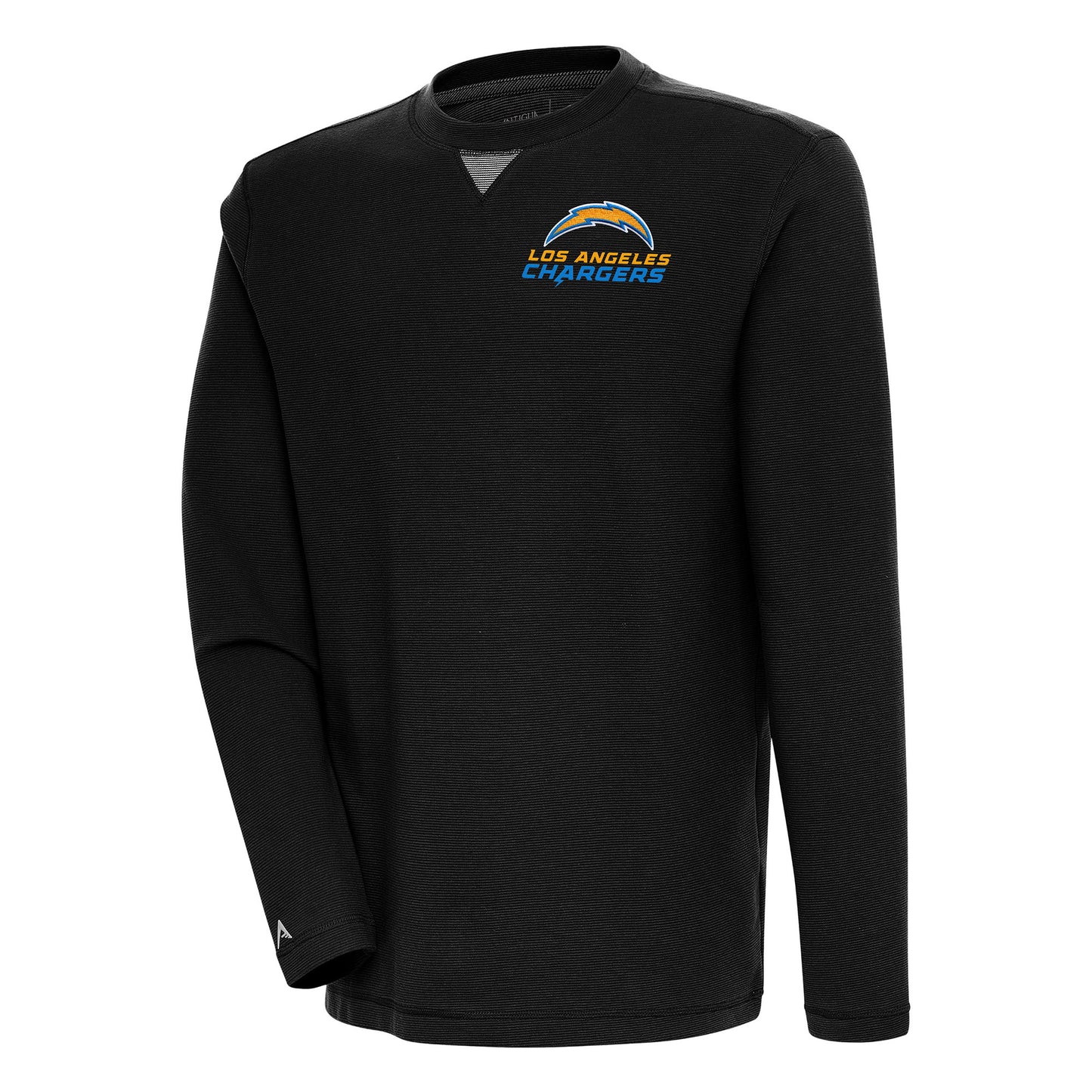 Men's Antigua  Black Los Angeles Chargers Flier Bunker Pullover Sweatshirt