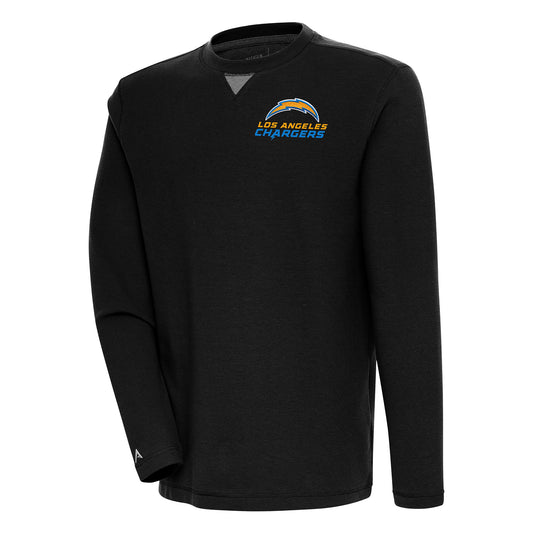 Men's Antigua  Black Los Angeles Chargers Flier Bunker Pullover Sweatshirt