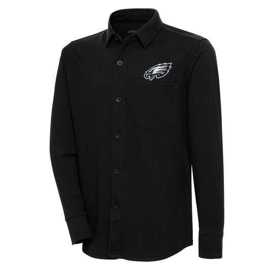 Men's Antigua  Black Philadelphia Eagles Streamer Button-Up Shacket
