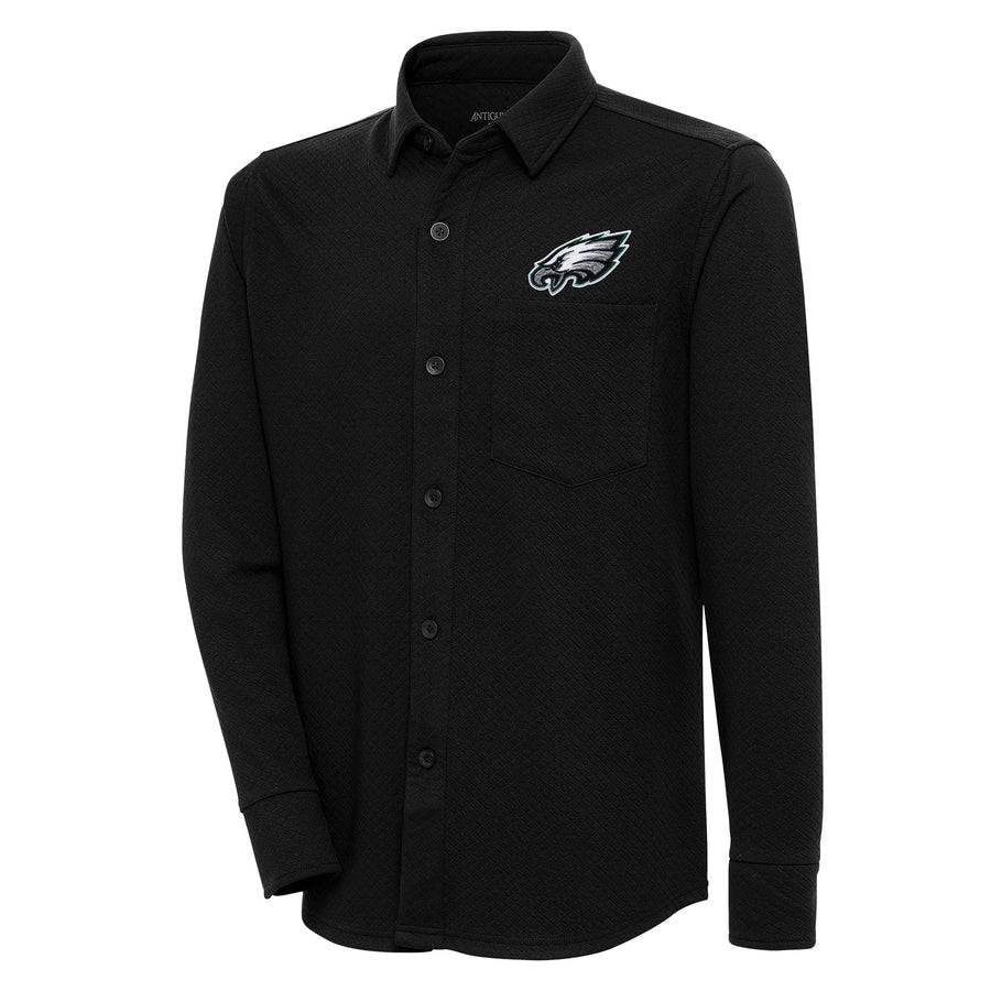 Men's Antigua  Black Philadelphia Eagles Streamer Button-Up Shacket